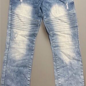 South Pole Light Blue Denim Jeans with Red Logo Accent 34x32